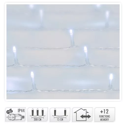 Fényfüggöny 480 LED-es programos adapteres hideg 2x3m