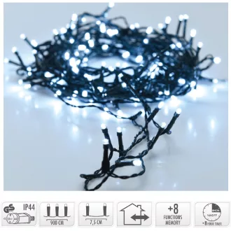   Fényfüzér 120 LED-es időzítős programos adapteres hideg 9m
