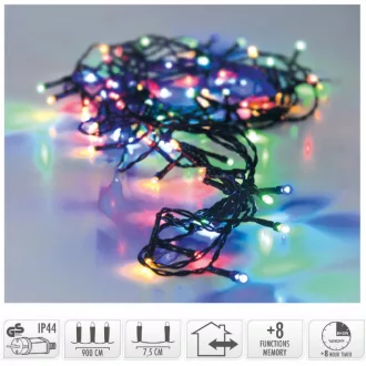   Fényfüzér 120 LED-es időzítős programos adapteres multi 9m