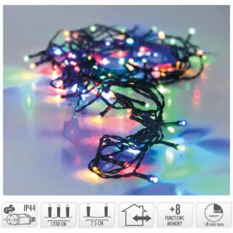   Fényfüzér 180 LED-es időzítős programos adapteres multi 13,5m