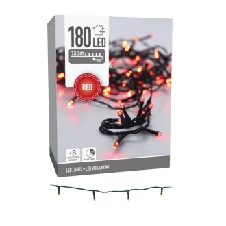   Fényfüzér 180 LED-es időzítős programos adapteres piros 13,5m