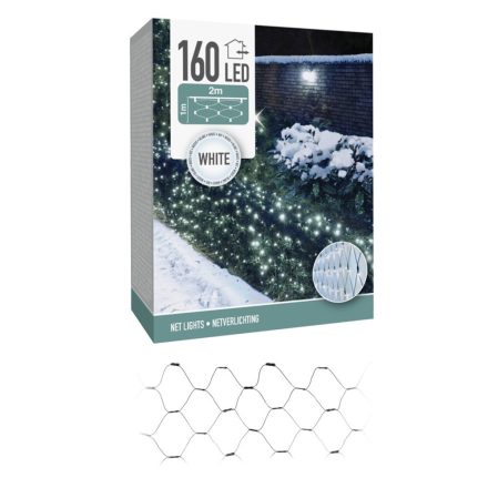 Háló 160 LED-es adapteres 2x1m hideg