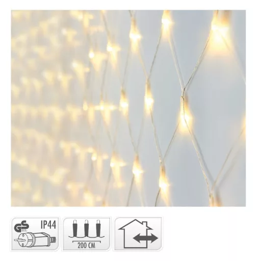 Háló 160 LED-es transpares adapteres meleg 2x1m