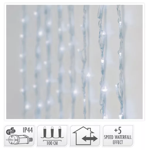 Fényfüggöny 320 LED-es programos adapterrel hideg 1x2m