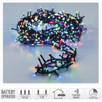   Sűrű fényfüzér 200 LED-es időzítős programos elemes (elem nélkül) multi
