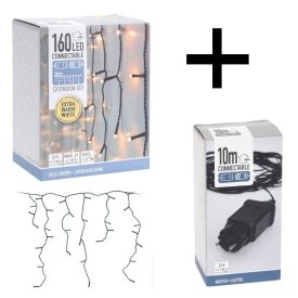   Jégcsap 160 LED-es bővítő elem 3m plusz hosszú adapter meleg