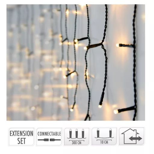 Jégcsap 160 LED-es bővítő elem 3m plusz hosszú adapter meleg