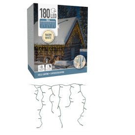 Jégcsap 180 LED-es időzítős programos adapterel meleg 6m