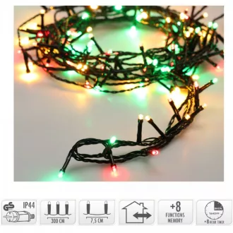   Fényfüzér 180 LED-es időzítős programos adapteres piros-meleg-zöld 13,5m