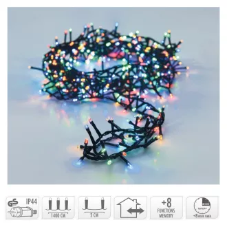   Sűrű fényfüzér 700 LED-es időzítős programos adapteres multi 14m