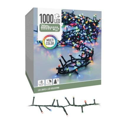 Sűrű fényfüzér 1000 LED-es időzítős programos adapteres multi