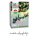 Sűrű fényfüzér 560 LED-es transzparens időzítős programos adapterrel piros-meleg-zöld 11m