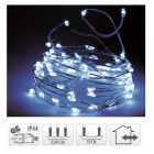 Ezüst drótkábeles fényfüzér 240 LED-es adapterrel hideg 23,9m