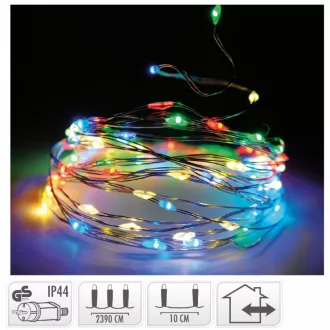   Ezüst drótkábeles fényfüzér 240 LED-es adapteres multi 23,9m