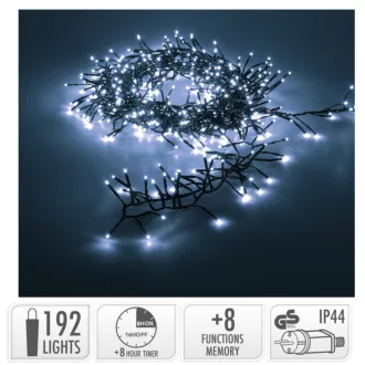   Sűrű fényfüzér 192 LED-es időzítős programos adapteres hideg 2,4m