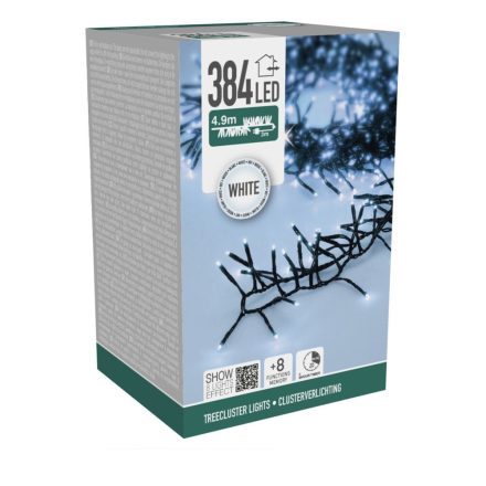 Sűrű fényfüzér 384 LED-es időzítős programos adapteres hideg 4,9m
