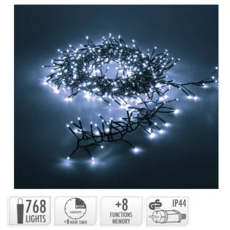   Extra sűrű fényfüzér 768 LED-es időzítős programos adapteres hideg 9,9m