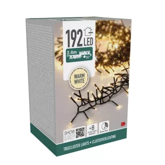   Extra sűrű fényfüzér 192 LED-es időzítős programos adapteres meleg 2,4m