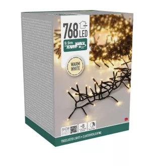   Extra sűrű fényfüzér 768 LED-es időzítős programos adapteres meleg 9,9m