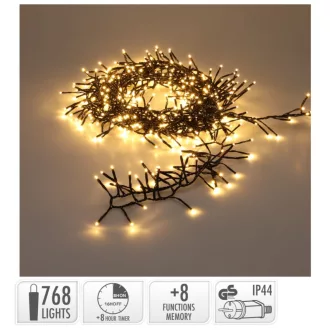   Extra sűrű fényfüzér 768 LED-es időzítős programos adapteres meleg 9,9m