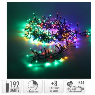   Extra sűrű fényfüzér 192 LED-es időzítős programos adapteres multi 2,4m