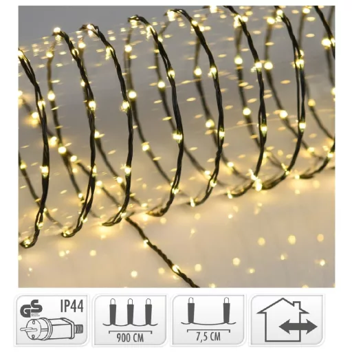 Fényvezeték 120 LED-es adapteres meleg 9m