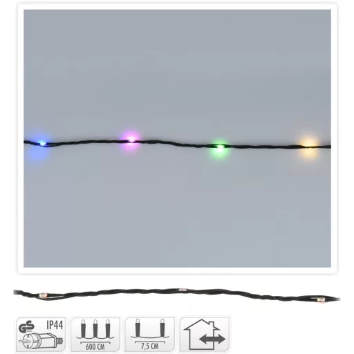 Fényvezeték 80 LED-es adapteres multi 6m