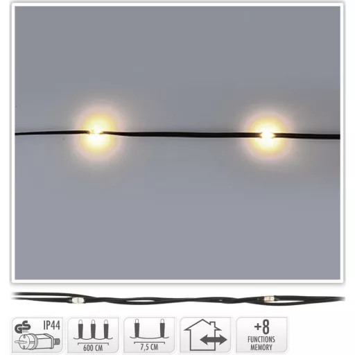 Fényvezeték 80 LED-es programos adapteres meleg 6m