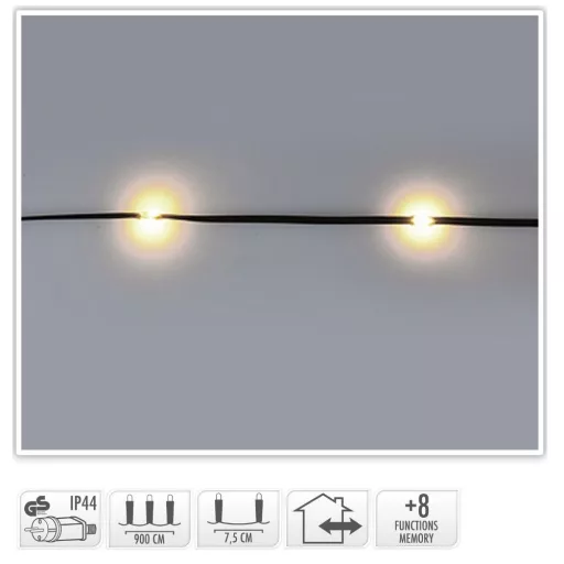 Fényvezeték 120 LED-es programos adapteres meleg 9m