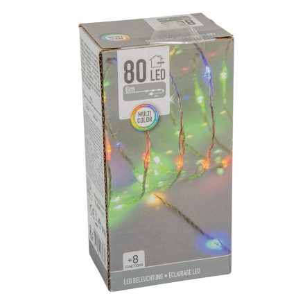 Fényvezeték 80 LED-es transzparens programos adapteres multicolor