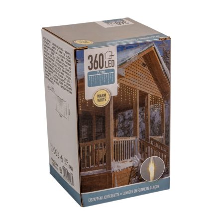 Jégcsap 360 LED-es transzparens adapteres meleg 7,1m