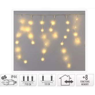   Jégcsap 360 LED-es transzparens programos adapteres meleg 7,1m