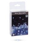 Ezüst drótkábeles fényfüzér 80 LED-es elemes (elem nélkül) hideg 395cm