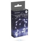 Ezüst drótkábeles fényfüzér 20 LED-es időzítős elemes (elem nélkül) hideg 95cm