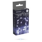 Ezüst drótkábeles fényfüzér 40 LED-es időzítős elemes (elem nélkül) hideg 195cm