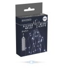 Ezüst drótkábeles korbács 40 LED-es elemes (elem nélkül) hideg  8x45cm