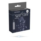 Ezüst drótkábeles korbács 160 LED-es elemes (elem nélkül) hideg 8x190cm