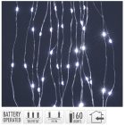 Ezüst drótkábeles korbács 160 LED-es elemes (elem nélkül) hideg 8x190cm