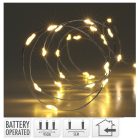 Ezüst drótkábeles fényfüzér 80 LED-es elemes (elem nélkül) meleg 395cm