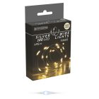 Ezüst drótkábeles fényfüzér 100 LED-es időzítős elemes (elem nélkül) meleg 495cm