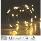 Ezüst drótkábeles fényfüzér 100 LED-es időzítős elemes (elem nélkül) meleg 495cm