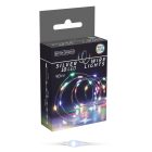 Ezüst drótkábeles fényfüzér 10 LED-es elemes (elemmel) multi 90cm