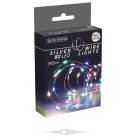 Ezüst drótkábeles fényfüzér 80 LED-es elemes (elem nélkül) multi 395cm