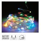 Ezüst drótkábeles fényfüzér 80 LED-es elemes (elem nélkül) multi 395cm