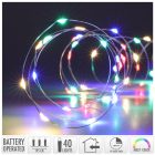 Ezüst drótkábeles fényfüzér 40 LED-es időzítős elemes (elem nélkül) multi 195cm