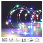 Ezüst drótkábeles fényfüzér 80 LED-es időzítős elemes (elem nélkül) multi 395cm