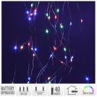 Ezüst drótkábeles korbács 40 LED-es elemes (elem nékül) multi  8x45cm