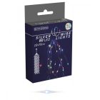 Ezüst drótkábeles korbács 80 LED-es elemes (elem nékül) multi  10x75cm