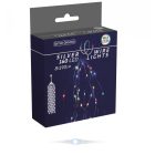 Ezüst drótkábeles korbács 160 LED-es elemes (elem nékül) multi 8x190cm