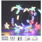 Ezüst drótkábeles csillagfüzér 20 LED-es elemes (elem nélkül) multi 95cm